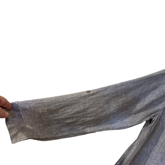 J. Jill Love Linen Blouse Tunic 100% Linen Heather Gray SZ Med Office Preppy - Picture 6 of 10